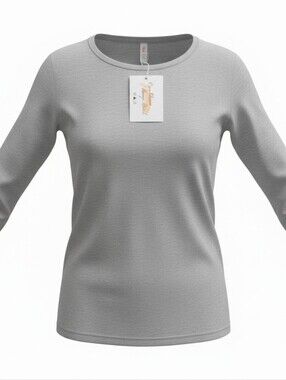 NEER Women's Gray Long Sleeve Basic Knit T-Shirt Size S